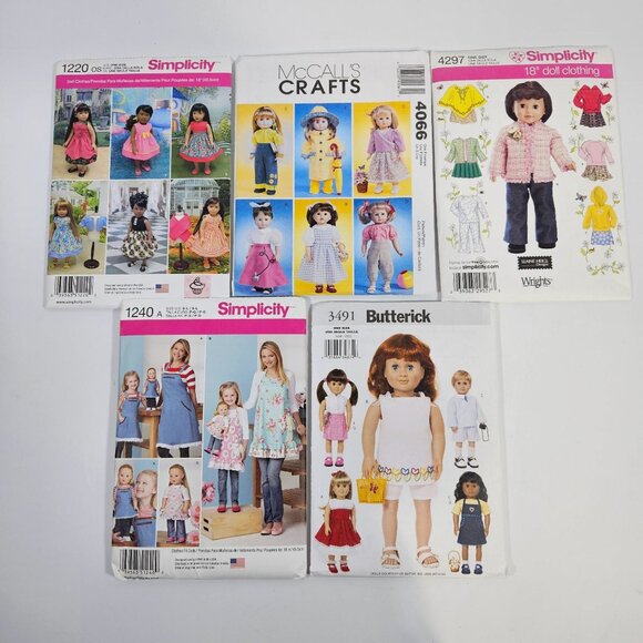 Doll Clothes Sewing Patterns Lot of 5 for 18 in Dolls Simplicity McCalls Uncut - Picture 8 of 8